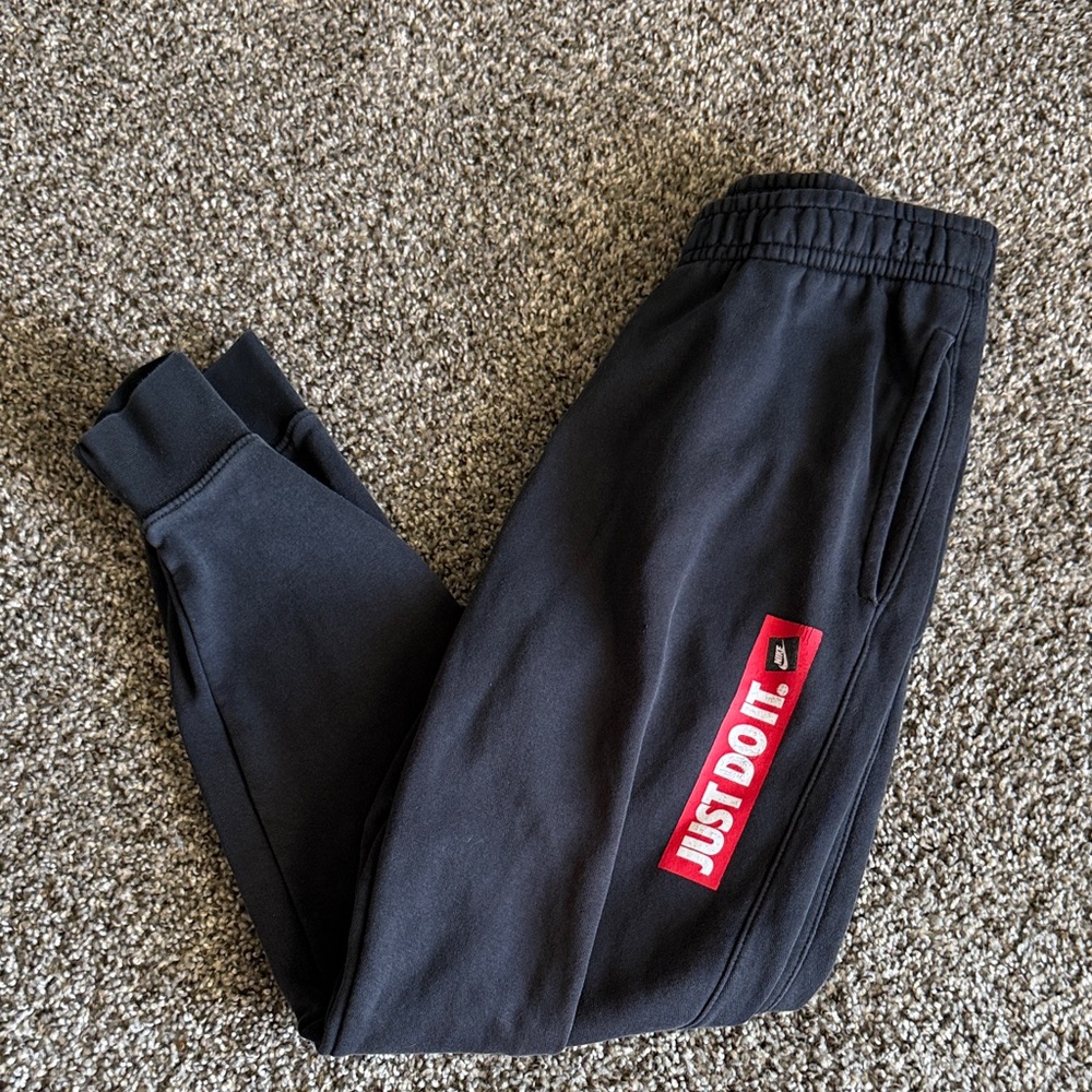 Men's Nike Black Joggers with Red Accent